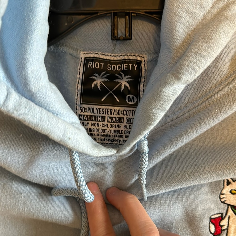Riot society cat hoodie light blue